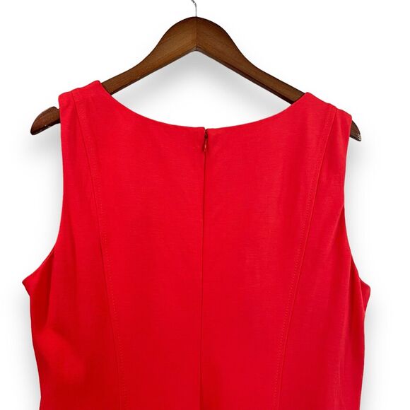 Talbots Red Ponte Sleeveless Sheath Dress 14 Knee Length Stretch Office Career - Picture 6 of 7